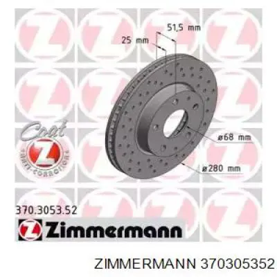 Тормоз дисковый передний Zimmermann 370305352 цена, от 80.23 USD