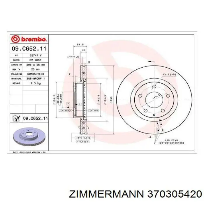 Тормоз дисковый передний Zimmermann 370305420 цена, от 72.02 USD