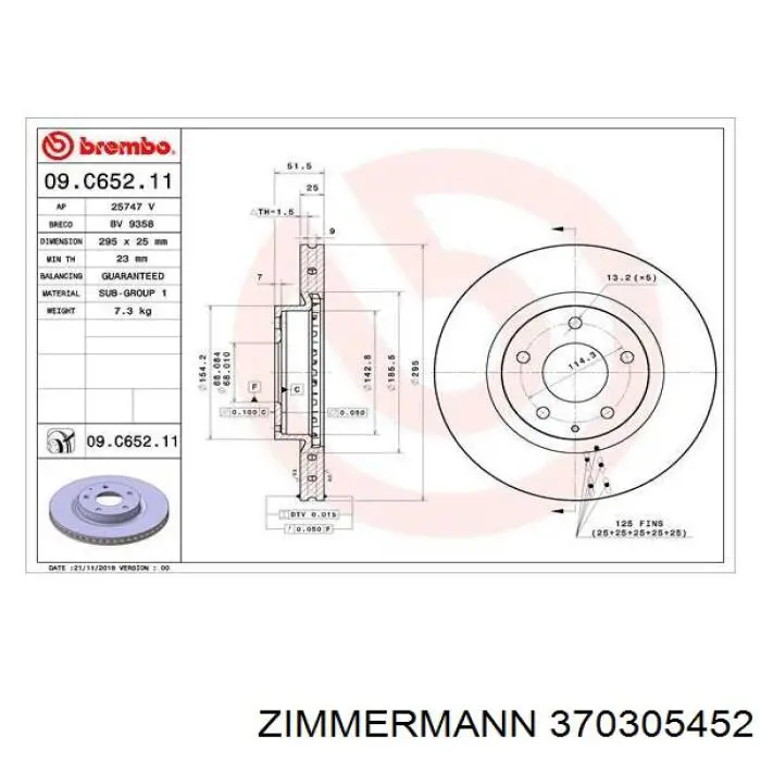 Тормоз дисковый передний Zimmermann 370305452 цена, от 67.80 USD