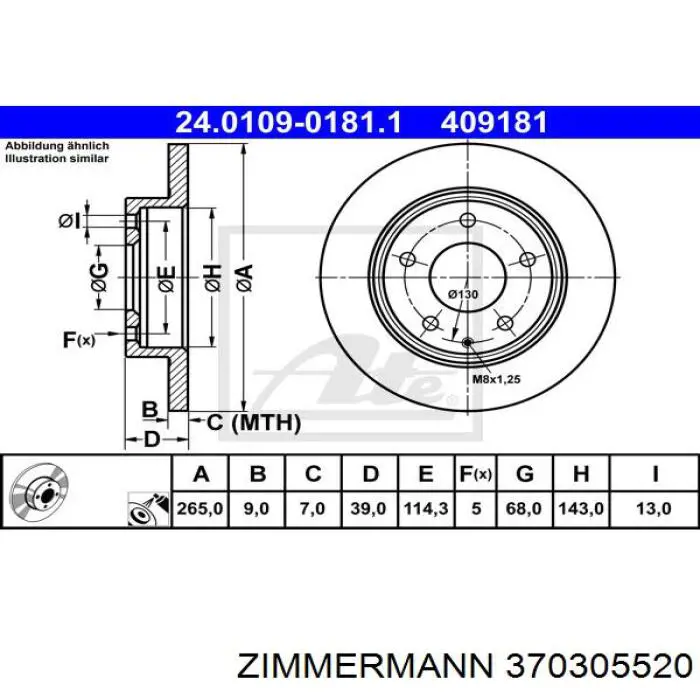 370305520 Zimmermann Дисковый тормоз