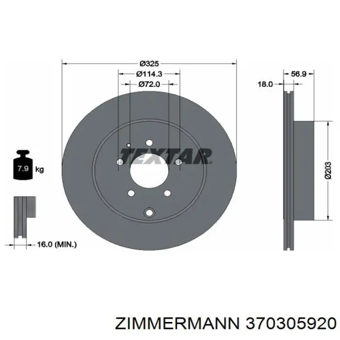 Задний тормозной диск Zimmermann 370305920 цена, от 71.89 USD