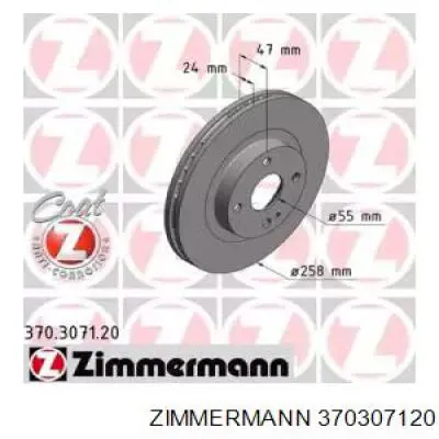 Передние тормозные диски 370307120 Zimmermann