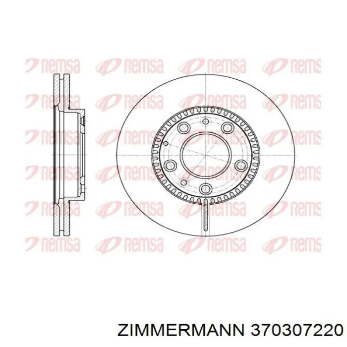 Передний тормозной диск Zimmermann 370307220