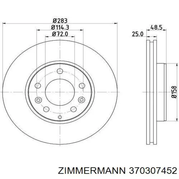 Купить 370307452 Zimmermann Ротор тормозной