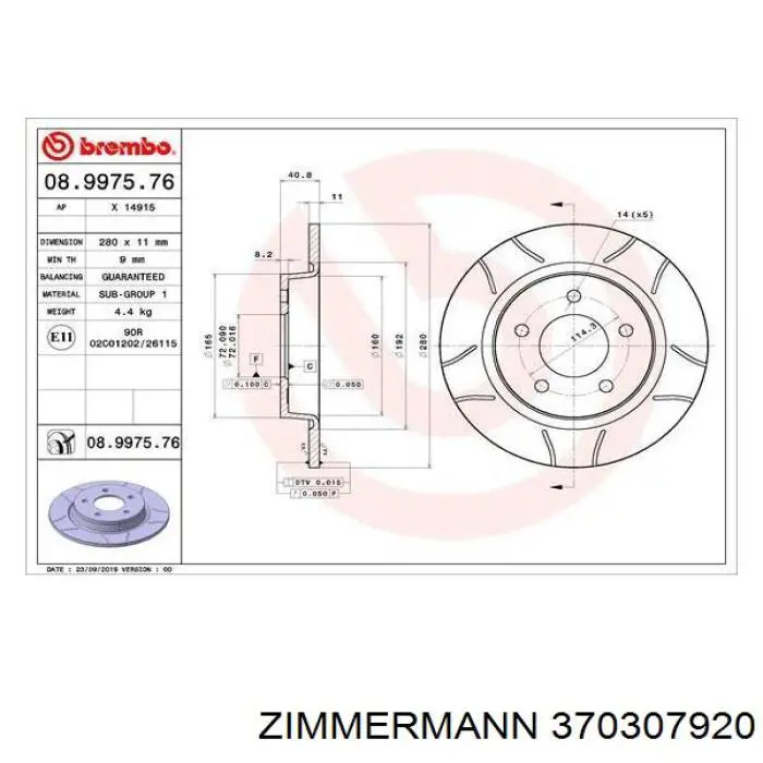 Тормозные диски 370307920 Zimmermann