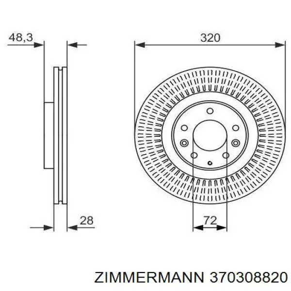 370308820 Zimmermann Диск тормозной передний