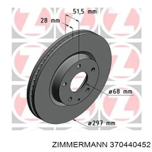 Передние тормозные диски 370440452 Zimmermann