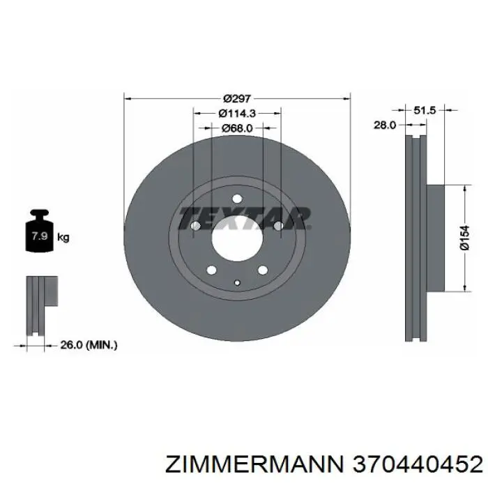 Купить 370440452 Zimmermann Ротор тормозной