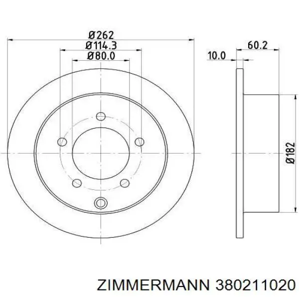 Задний дисковый тормоз Zimmermann 380211020