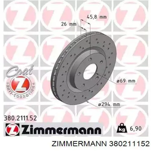 380211152 Zimmermann disco do freio dianteiro