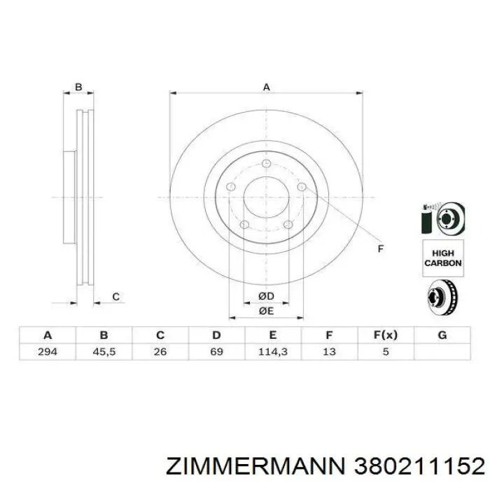 Тормоз дисковый передний Zimmermann 380211152 цена, от 53.36 USD