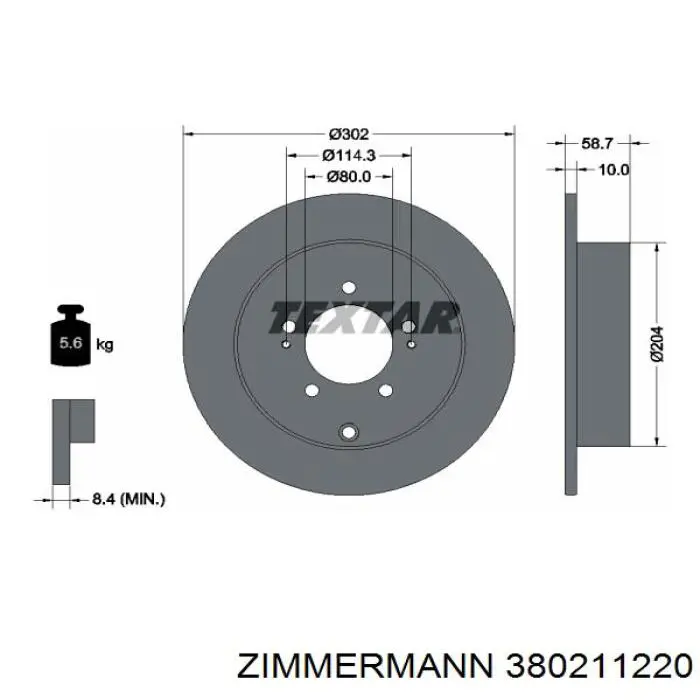 Купить 380211220 Zimmermann Диск тормозной задний