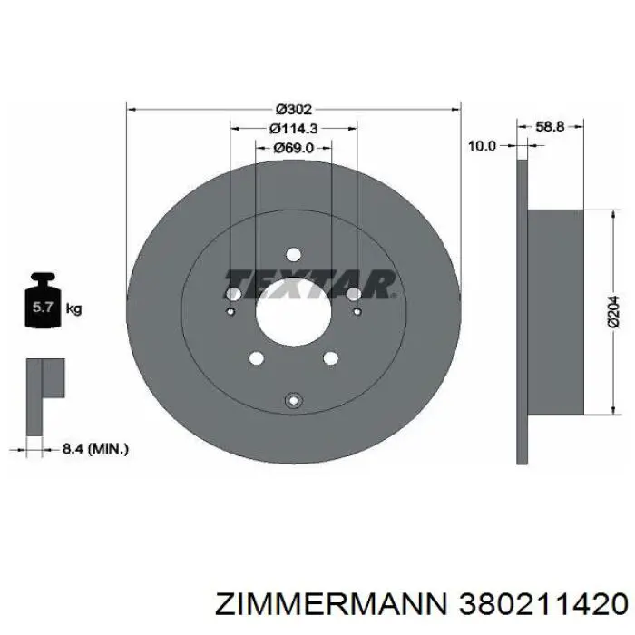 Задний тормозной диск Zimmermann 380211420 цена, от 39.81 USD