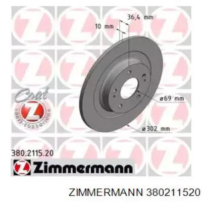 Тормозные диски 380211520 Zimmermann