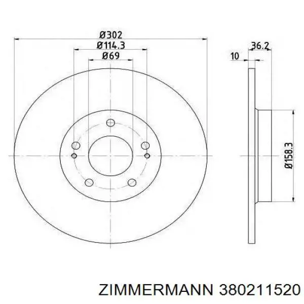 Задний тормозной диск Zimmermann 380211520 цена, от 38.19 USD