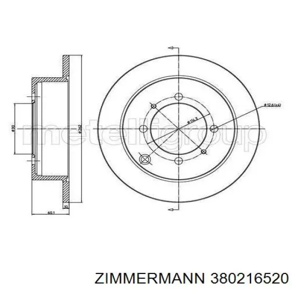 Задний тормозной диск Zimmermann 380216520 цена, от 36.76 USD