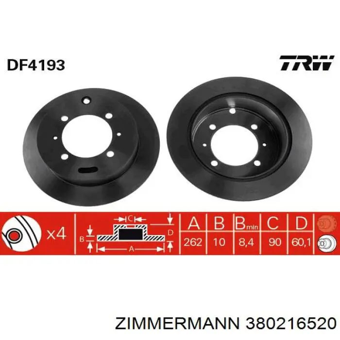 Купить 380216520 Zimmermann Диск тормозной задний