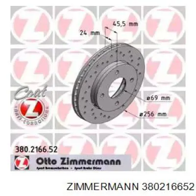 380216652 Zimmermann Диск тормозной передний