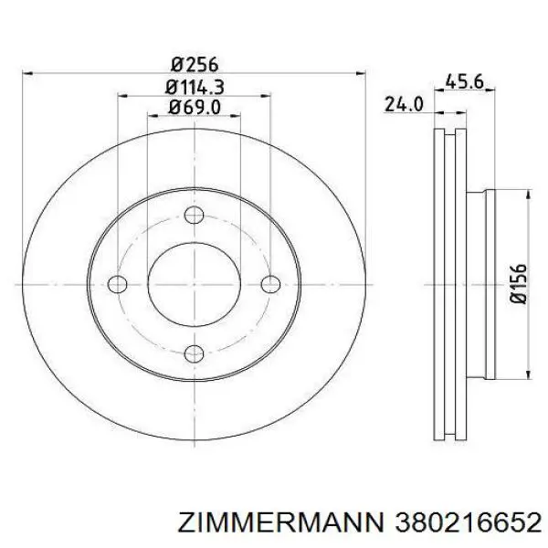 380216652 Zimmermann Диск тормозной передний