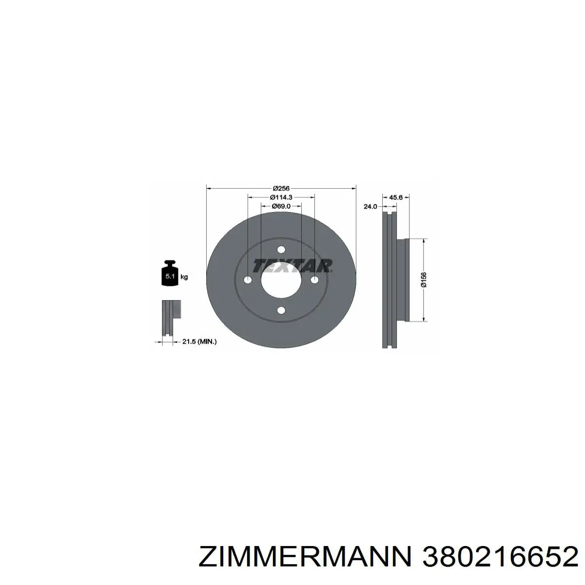 Передний тормозной диск Zimmermann 380216652