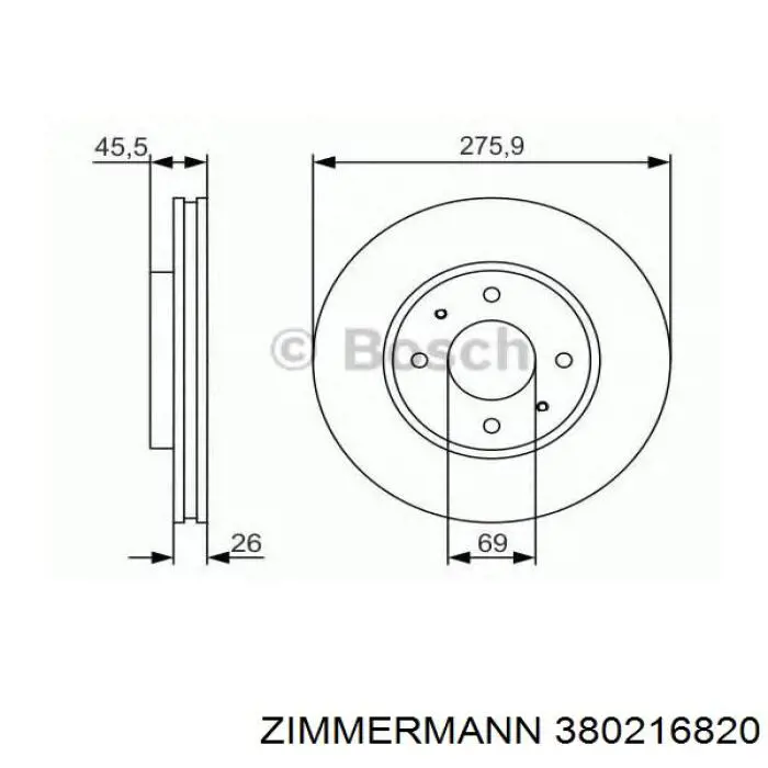 Тормоз дисковый передний Zimmermann 380216820 цена, от 58.27 USD