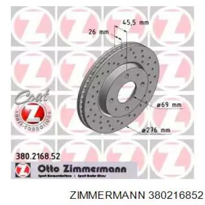 380216852 Zimmermann Диск тормозной передний