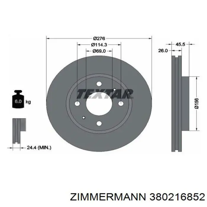 Купить 380216852 Zimmermann Ротор тормозной