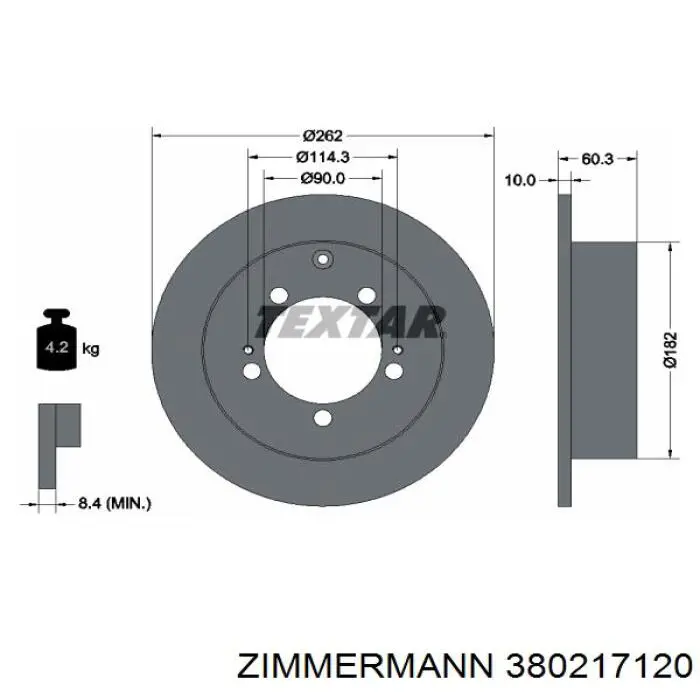 Задний дисковый тормоз Zimmermann 380217120