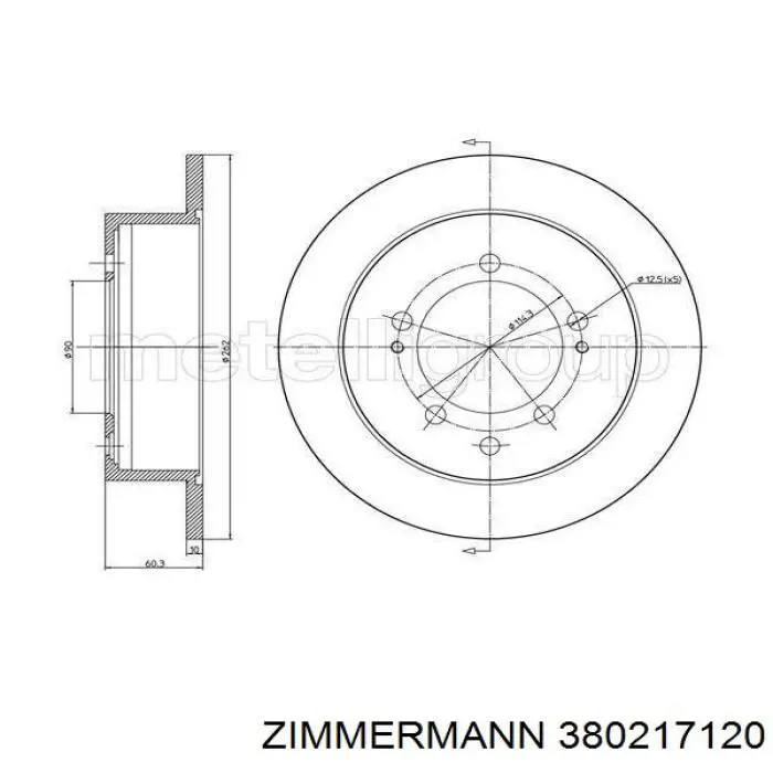 Купить 380217120 Zimmermann Диск тормозной задний