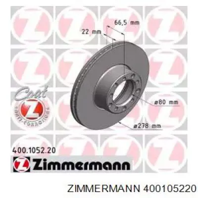 Передние тормозные диски 400105220 Zimmermann