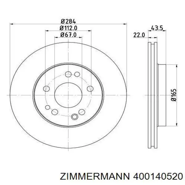 Тормоз дисковый передний Zimmermann 400140520 цена, от 40.81 USD