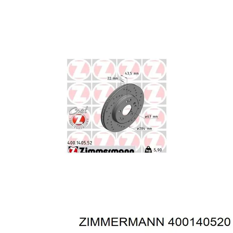 Тормоз дисковый передний Zimmermann 400140520 цена, от 40.81 USD