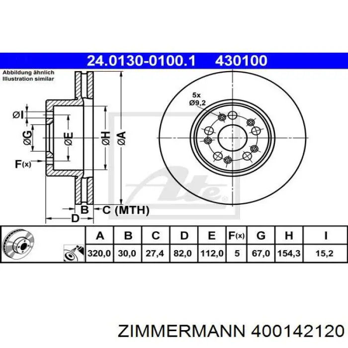 Передние тормозные диски 400142120 Zimmermann