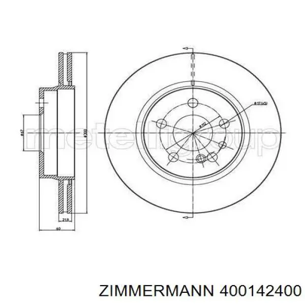 400142400 Zimmermann диск тормозной задний