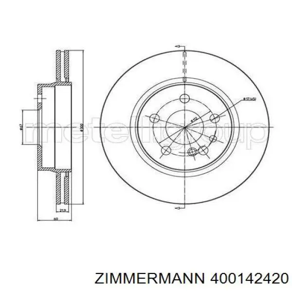 Задний тормозной диск Zimmermann 400142420 цена, от 60.28 USD