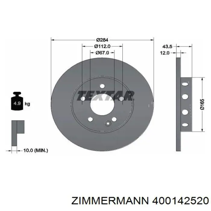 Купить 400142520 Zimmermann Ротор тормозной