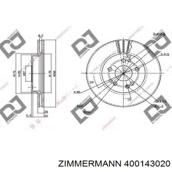 Передний тормозной диск Zimmermann 400143020