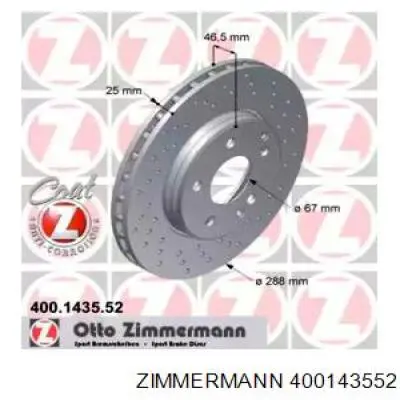 Передний тормозной диск Zimmermann 400143552