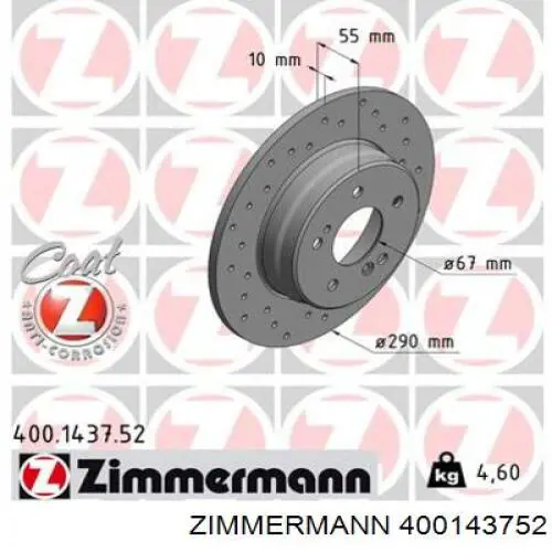 Тормозные диски 400143752 Zimmermann