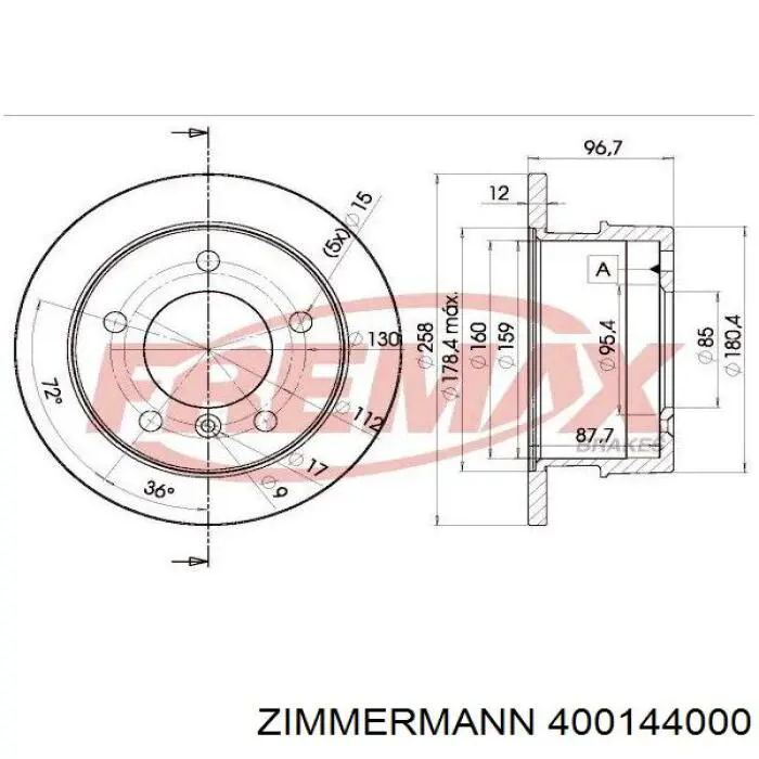 400144000 Zimmermann диск тормозной задний