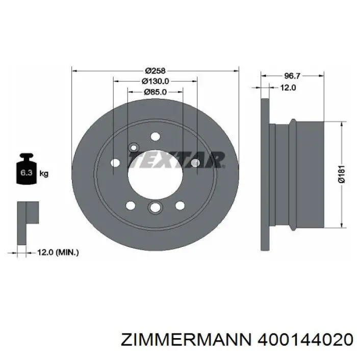 400144020 Zimmermann Дисковый тормоз