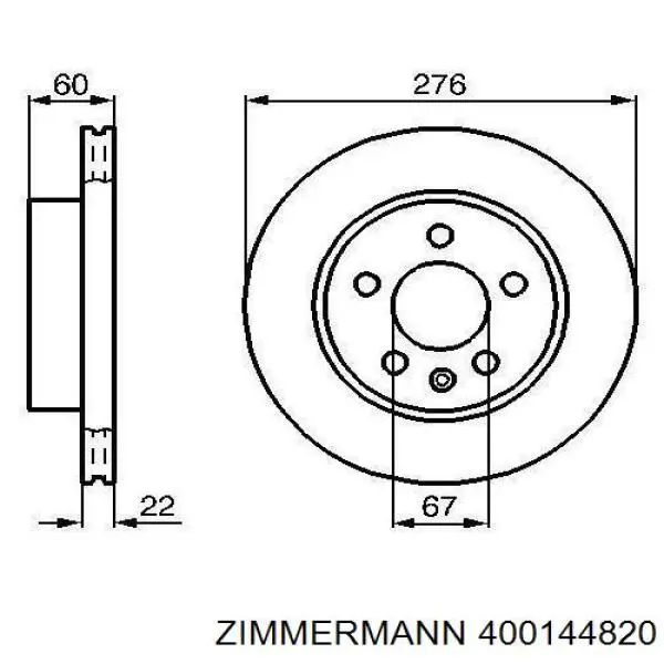 Передний тормозной диск Zimmermann 400144820