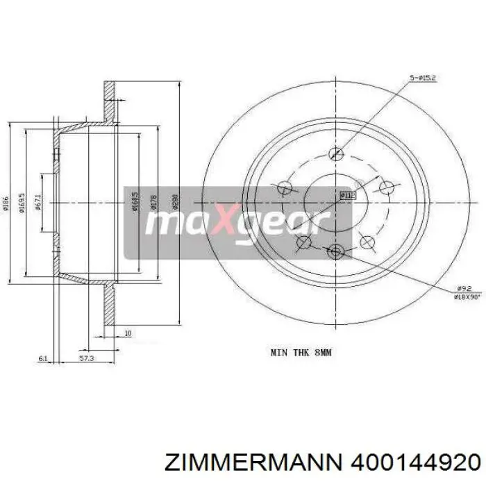 400144920 Zimmermann Дисковый тормоз
