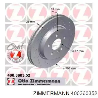 Передние тормозные диски 400360352 Zimmermann