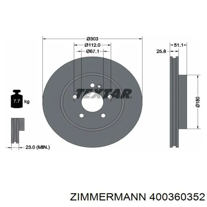 Купить 400360352 Zimmermann Ротор тормозной