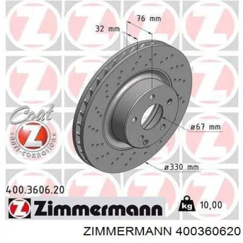 Freno de disco delantero 400360620 Zimmermann