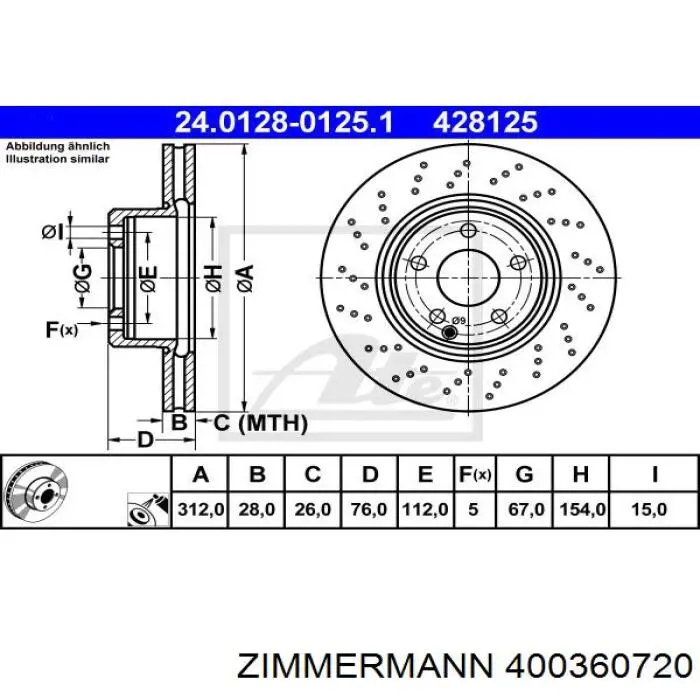 Купить 400360720 Zimmermann Ротор тормозной