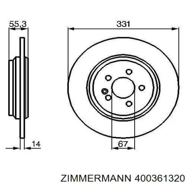 Купить 400361320 Zimmermann Диск тормозной задний