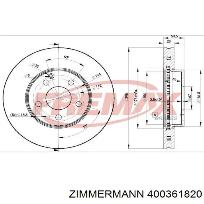 400361820 Zimmermann Диск тормозной передний