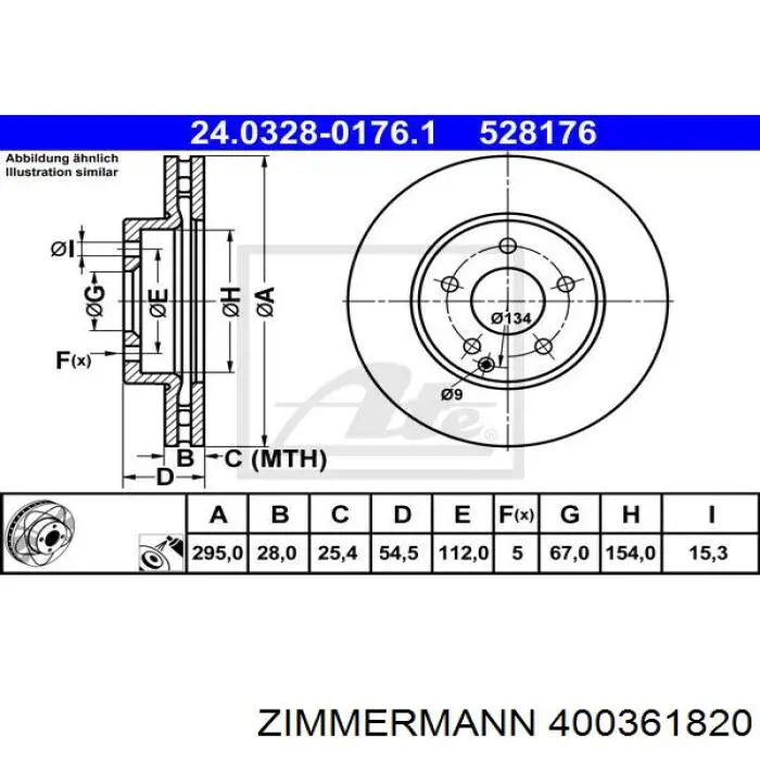Передние тормозные диски 400361820 Zimmermann